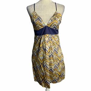 Vintage BCBG Sweetheart Mini Dress M Blue Chevron